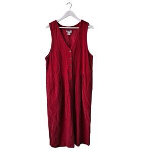 Hasting & Smith Dress Sleeveless V-Neck Button-Front Knee Length Red Size Medium